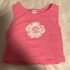 cute flower pink crop top